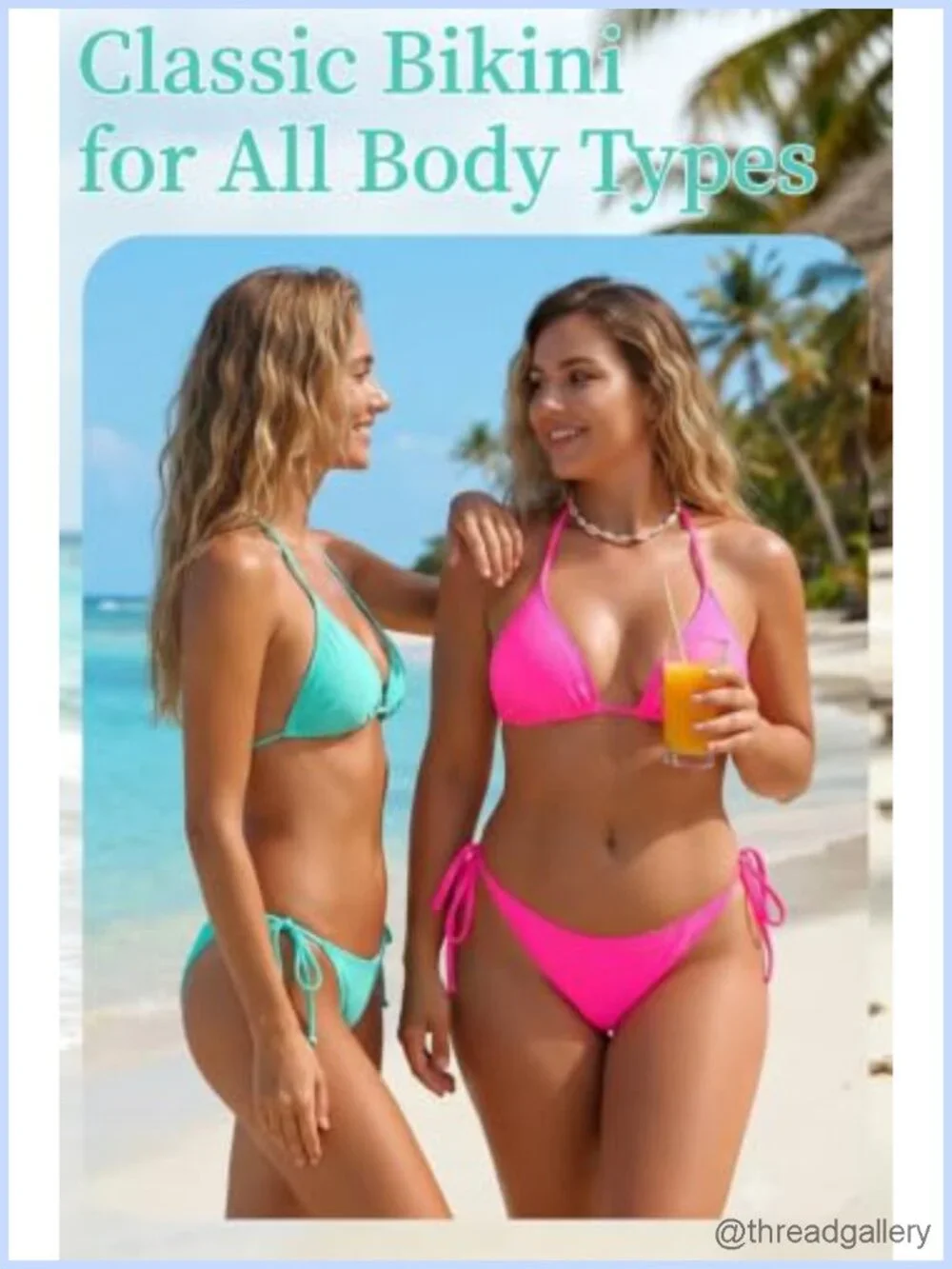 Women's Triangle Bikini Two Piece Halter Tie Side High Cut Swimwear Swimsuit